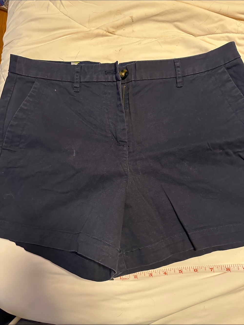 Boden Navy High-Waist Cotton Shorts